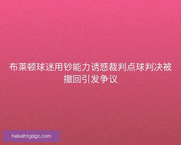 布莱顿球迷用钞能力诱惑裁判点球判决被撤回引发争议